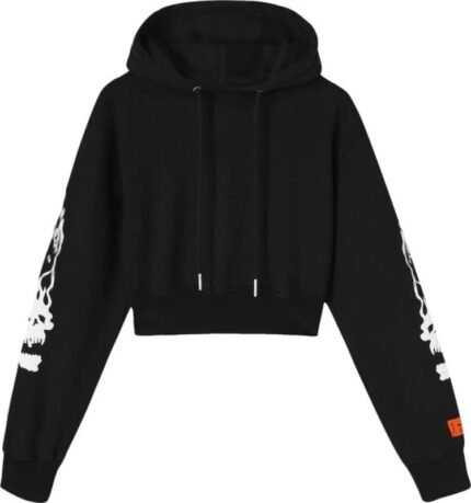 Heron Preston Flaming Skull Crop Hoodie